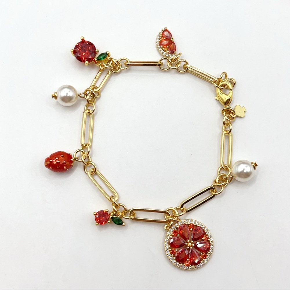 KS514-Kate Spade grapefruit and strawberry bracelet